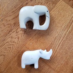 Onyx Elephant and Rhino figures